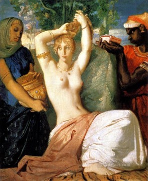 Théodore Chasseriau Painting - Ester preparándose para ser presentada al rey Asuero o El baño de Ester romántico Theodore Chasseriau